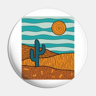 Abstract desert landscape illustration - Blue Pin