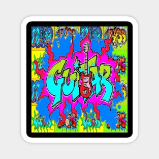 Rock Guitar Graffiti Magnet