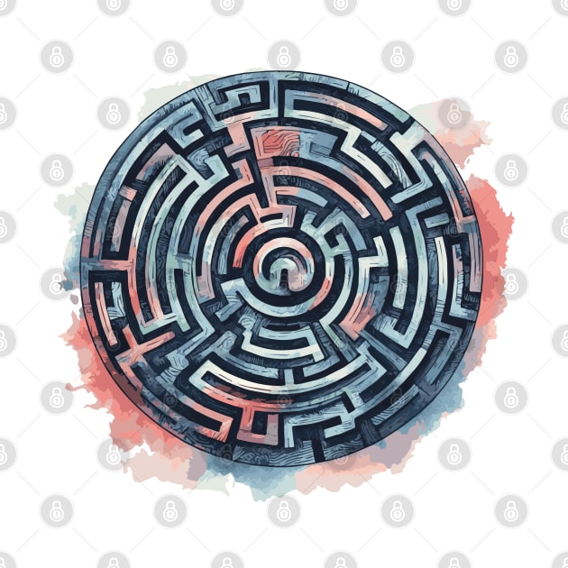 Maze Labyrinth Watercolor by Heartsake