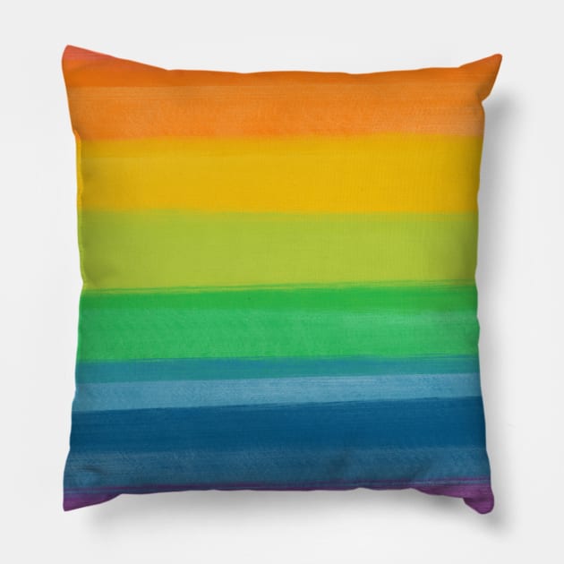 Rainbow Brush Strokes Pillow by ApricotBirch