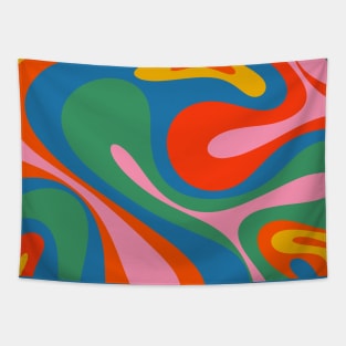 Mod Swirl Retro Abstract Pattern in Rainbow Pop Colors Tapestry