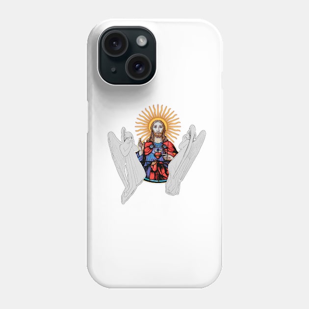 Jesus Christ and the angels praying Phone Case by Marccelus