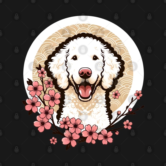 Curly-Coated Retriever Welcomes Spring with Cherry Blossoms by ArtRUs