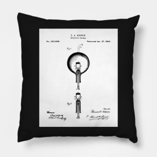 Edison Bulb Patent - Maker Workshop Home Decor Art - White Pillow