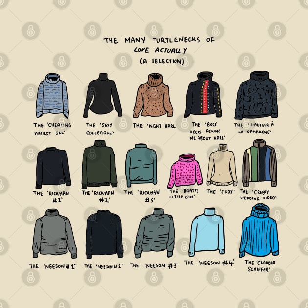 The Many Turtlenecks of Love Actually by JennyGreneIllustration