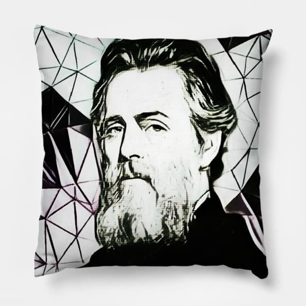 Herman Melville Black and White Portrait | Herman Melville Artwork 4 Pillow by JustLit