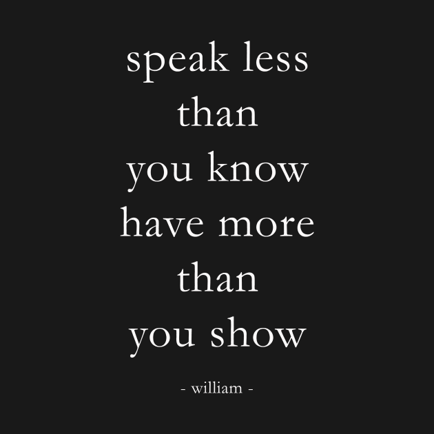 Speak less than you know, have more than you show by ZOO OFFICIAL
