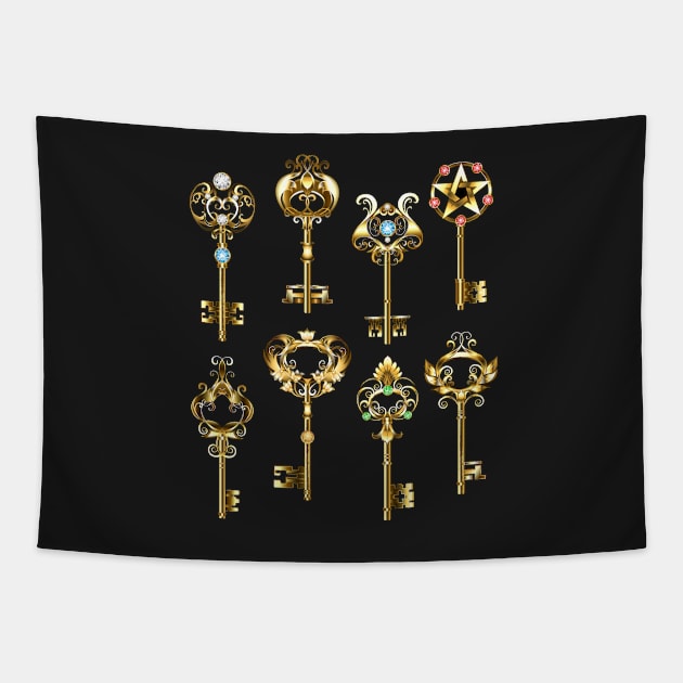 Set of Gold Keys Tapestry by Blackmoon9