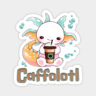 Caffolotl Funny Coffee Drinking Axolotl Magnet