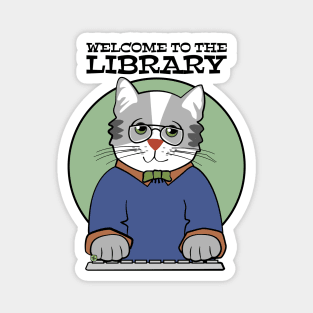 Library Welcome Librarian Cat Man Magnet