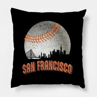San Francisco Vintage Skyline Baseball For Gameday Pillow