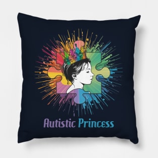 Autism Awareness for Autistic Princess - Dark Version Pillow