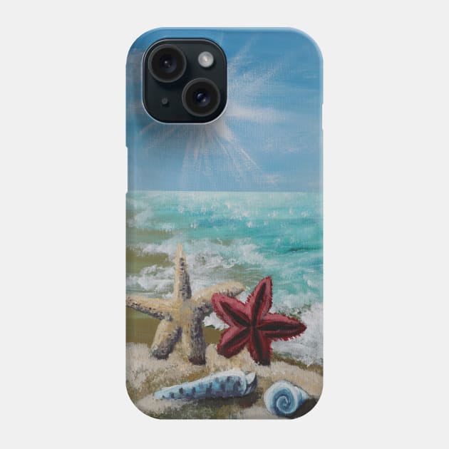 Tropical Summer Turquoise Ocean Waves Sandy Beach Seashells Phone Case by Tina