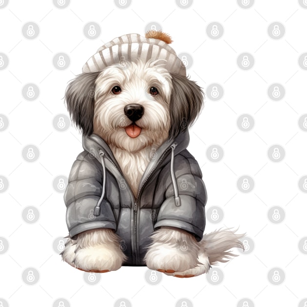 Winter Old English Sheepdog by Chromatic Fusion Studio