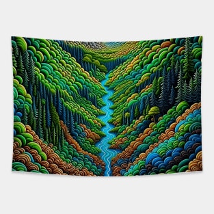 [AI Art] Green Valley, Optical Art Style Tapestry