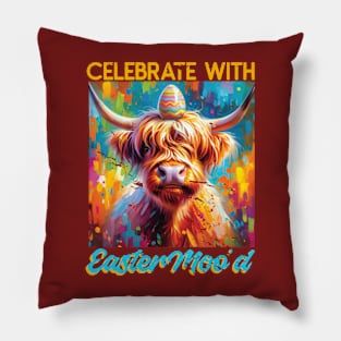 Easter Highland Cow Pillow