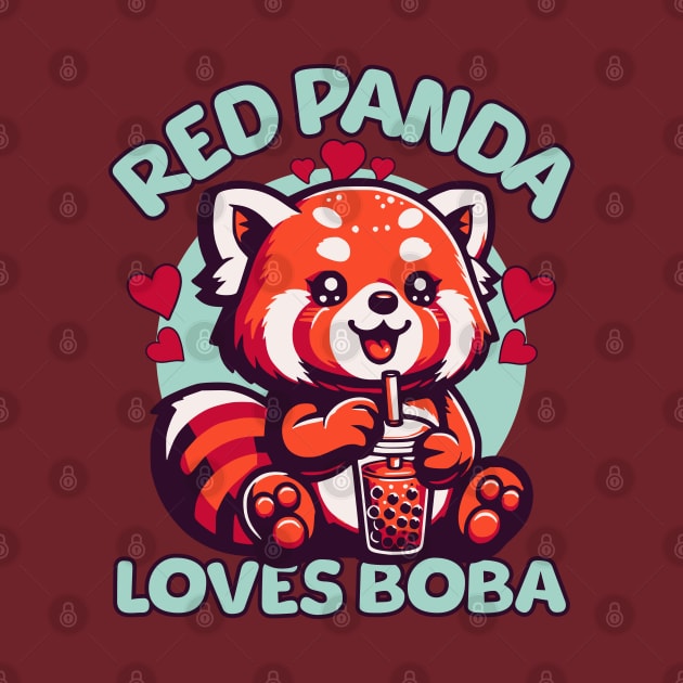 Red Panda Loves Boba by Odetee