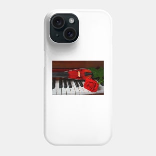 Pocket Violin With Red Rose On Piano Phone Case