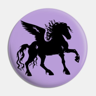 Black Pegasus Flying Horse Fantasy Unicorn Pin