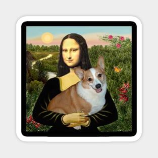 Mona Lisa and her Pembroke Welsh Corgi Magnet
