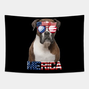 Merica Boxer Dog American Flag 4Th Of July Tapestry