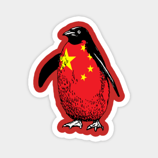 China Penguin Flag of China | Vintage Penguin Supporting China Magnet