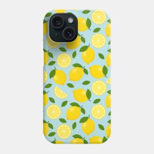 Lemon Fruit Pattern on Blue Background Phone Case