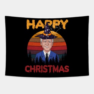 Vintage Joe Biden Funny Halloween Happy Christmas Witch Hat Tapestry