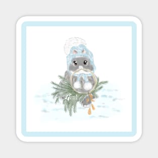 Sean Snow Winter Rabbit Magnet