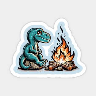 Dino with campfire Magnet