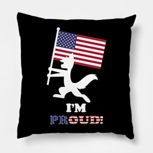 "I'M PROUD" Furry American Flag Pillow