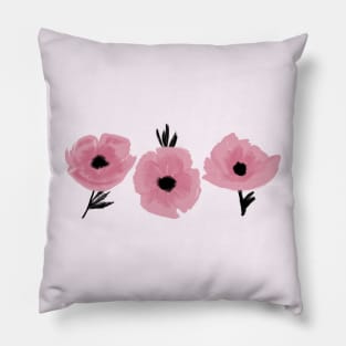 Mauve Abstract Poppies in a Row Pillow