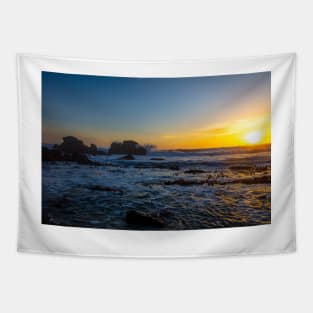 Waves Crashing Sunset Tapestry