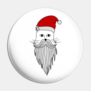 Cat with Christmas bear and hat Pin