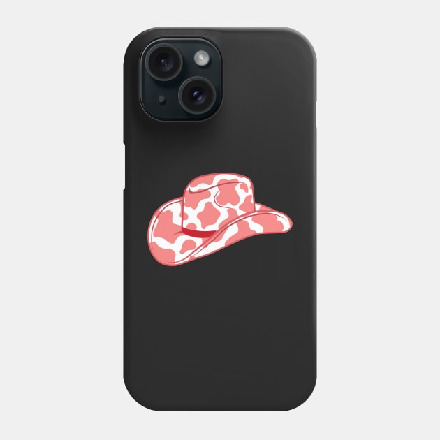 Red Cow Print Cowboy Hat Phone Case by sydneyurban