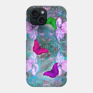 Fabulous pink hibiscus and vibrant butterflies Phone Case