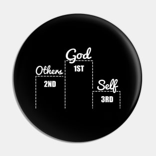 'God First, Others Second' Love For Religion Shirt Pin