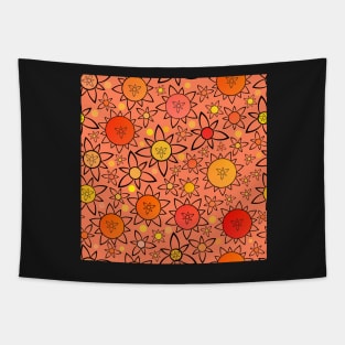 Flower Suns Warm on Dark PeachRepeat 5748 Tapestry