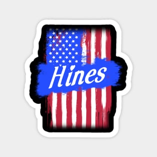 American Flag Hines Family Gift For Men Women, Surname Last Name Magnet