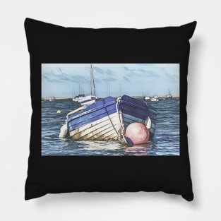 Boat and Buoy Digital Art Pillow