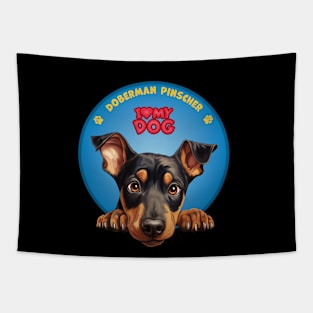 I Love my dog Doberman Pinscher Tapestry