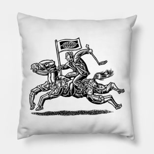 Boss Rides Horse Made of Employees Pillow