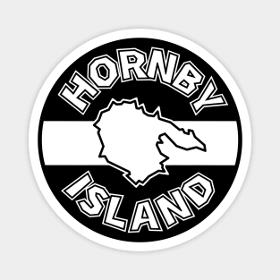 Hornby Island Round Circle Text - Simple Black And White - Hornby Island Magnet