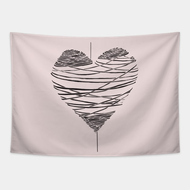 Yarn Heart - Pale Pink Background Tapestry by Theokotos