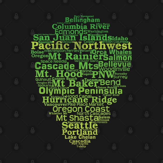 Pacific Northwest Word List Cloud by Pine Hill Goods