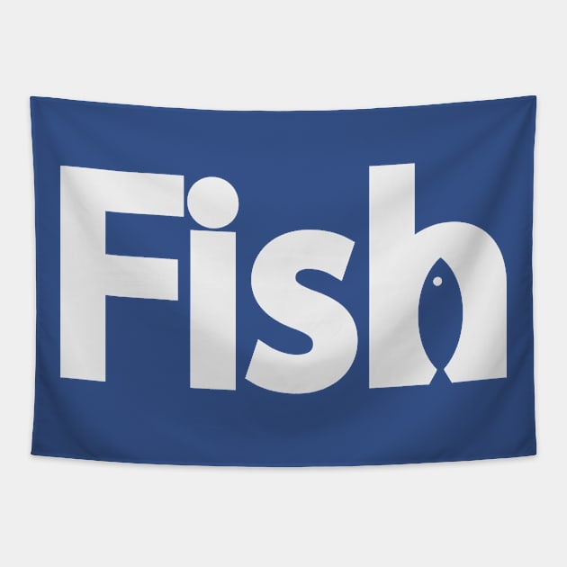 Fish artistic text design Tapestry by DinaShalash