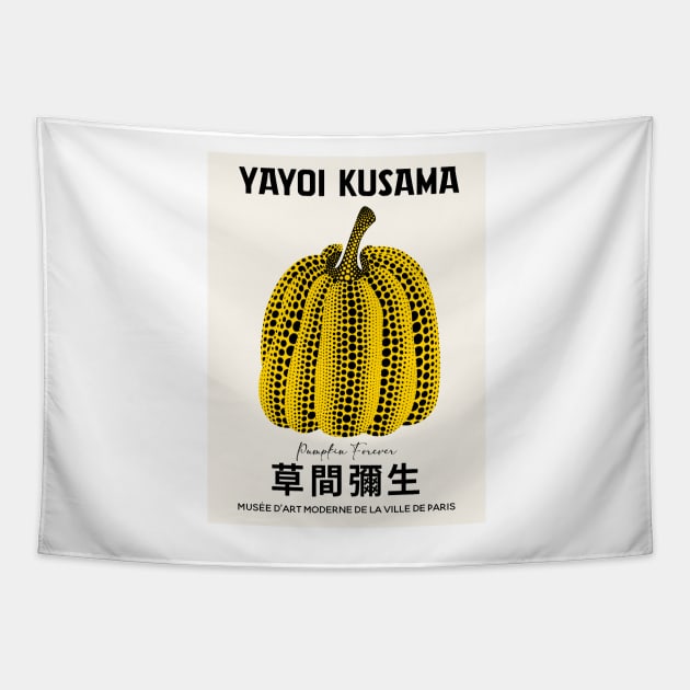 Yayoi Kusama Pumpkin Exhibition Poster Tapestry by VanillaArt