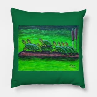 Turtles on a Log Pillow