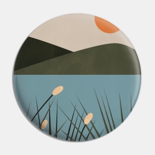 Mountain Lake Sun Boho Print Pin