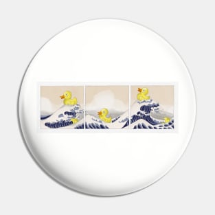 Bath ducks in distress - freely based on Hokusai II Pin